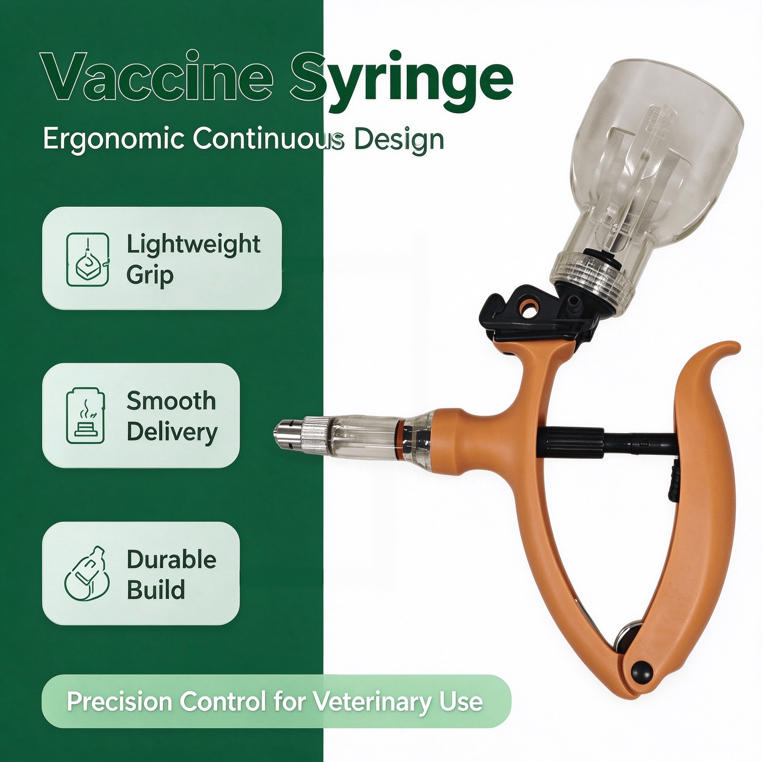 Veterinarycontinuousvaccinesyringewithlightweightgripsmoothdeliverydurablebuildprecisioncontrol