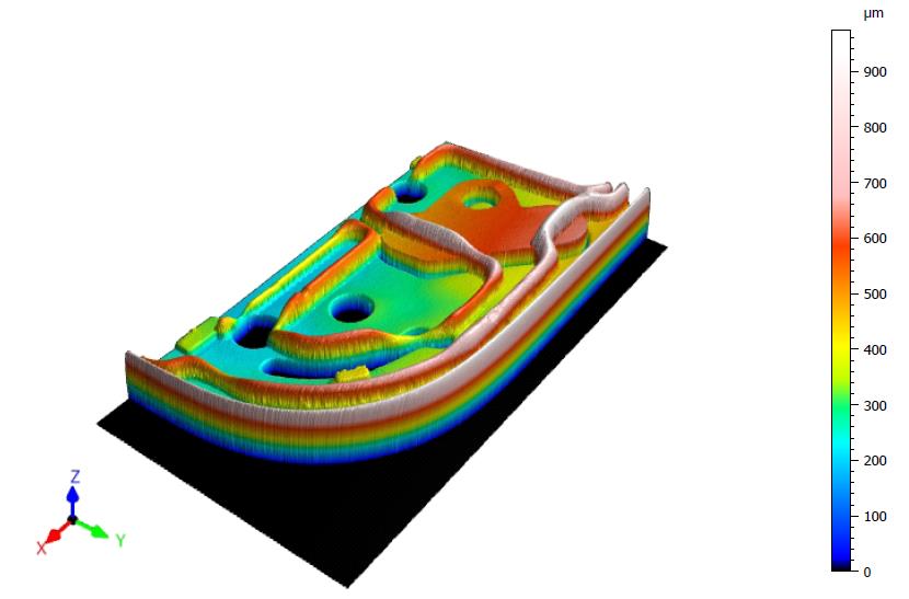 透明胶水高度测量，手机挖空屏孔底胶水高度