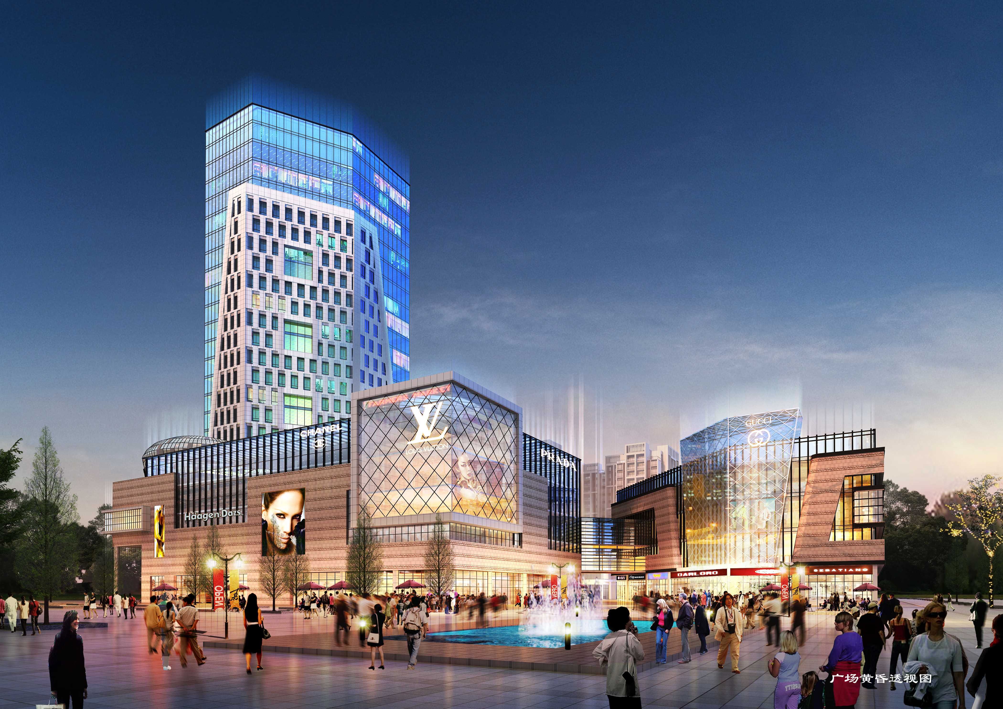 005.广场黄昏透视