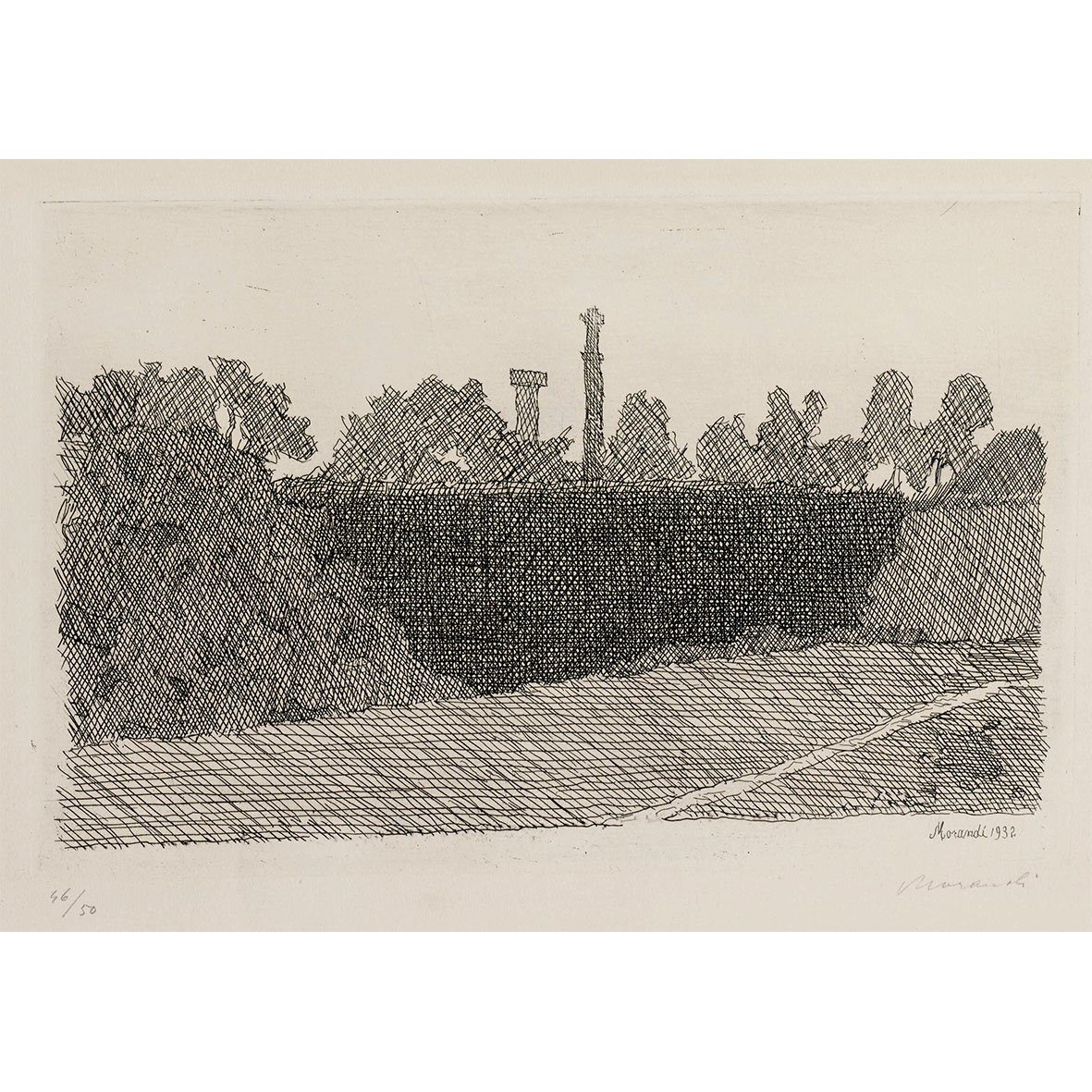 1_0008_博洛尼亚蒙塔诺拉景观SceneryofMontanolainBologna乔治·莫兰迪GiorgioMorandi铜版画Copperplateetching21×32.4cm1932