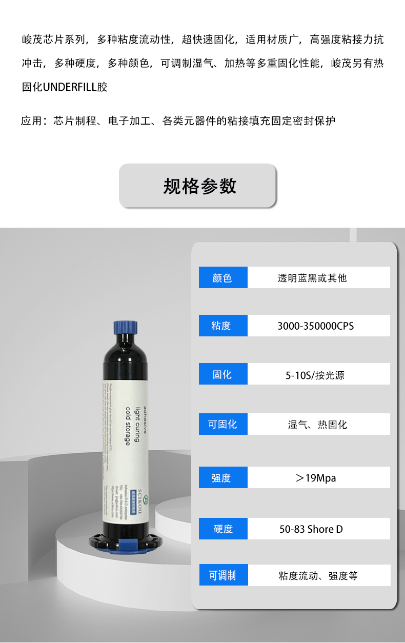 峻茂芯片光固化UV胶性能参数资料