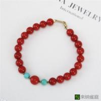 26红珊瑚配松石手串