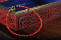 34天然阿卡珊瑚圆珠手链