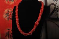 37七联天然沙丁红珊瑚项链
