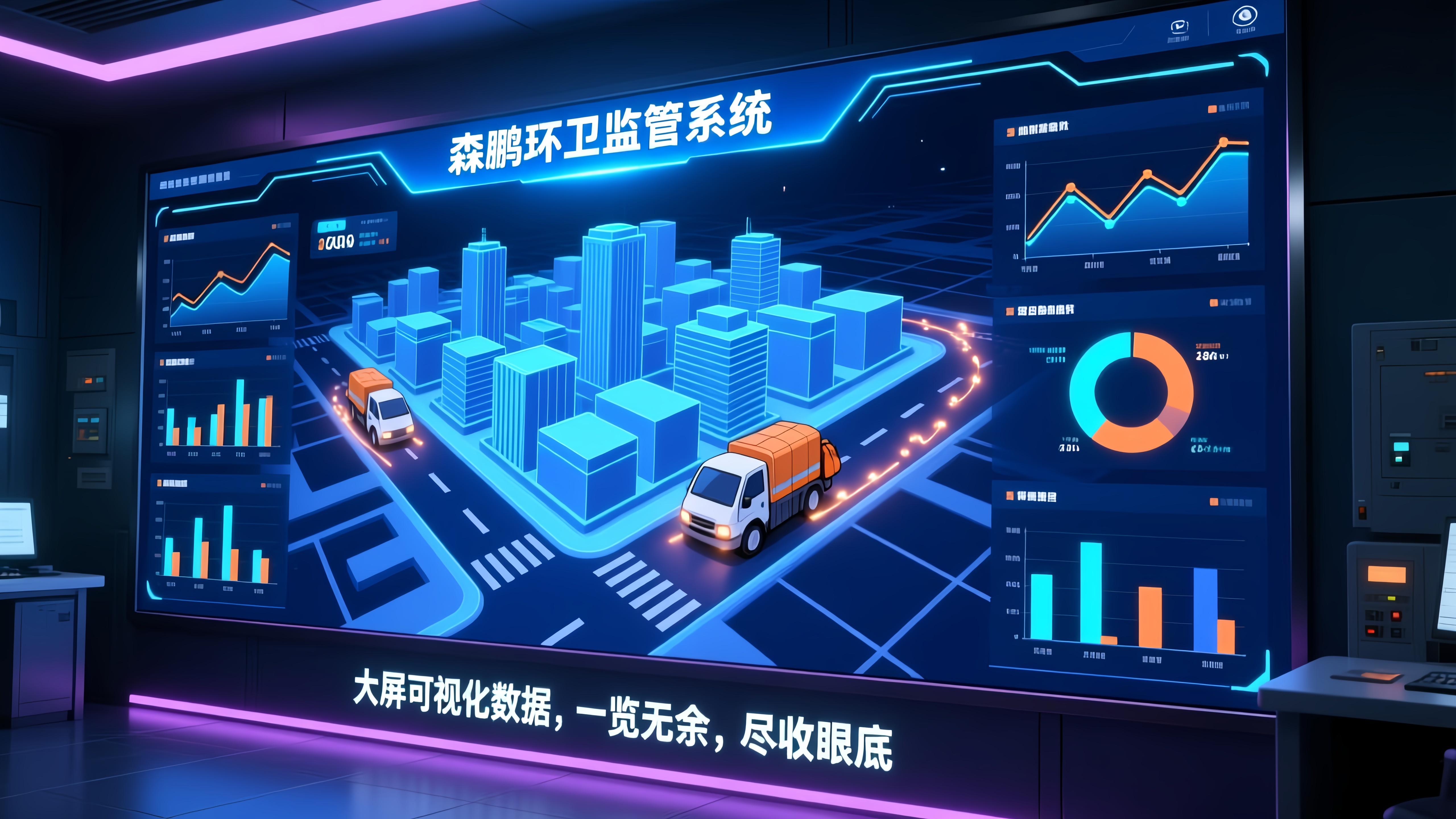 【一览无余,尽收眼底】大屏可视化数据垃圾箱满自动预警 温度监测