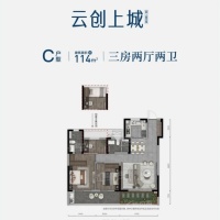 114㎡三房两厅两卫C户型