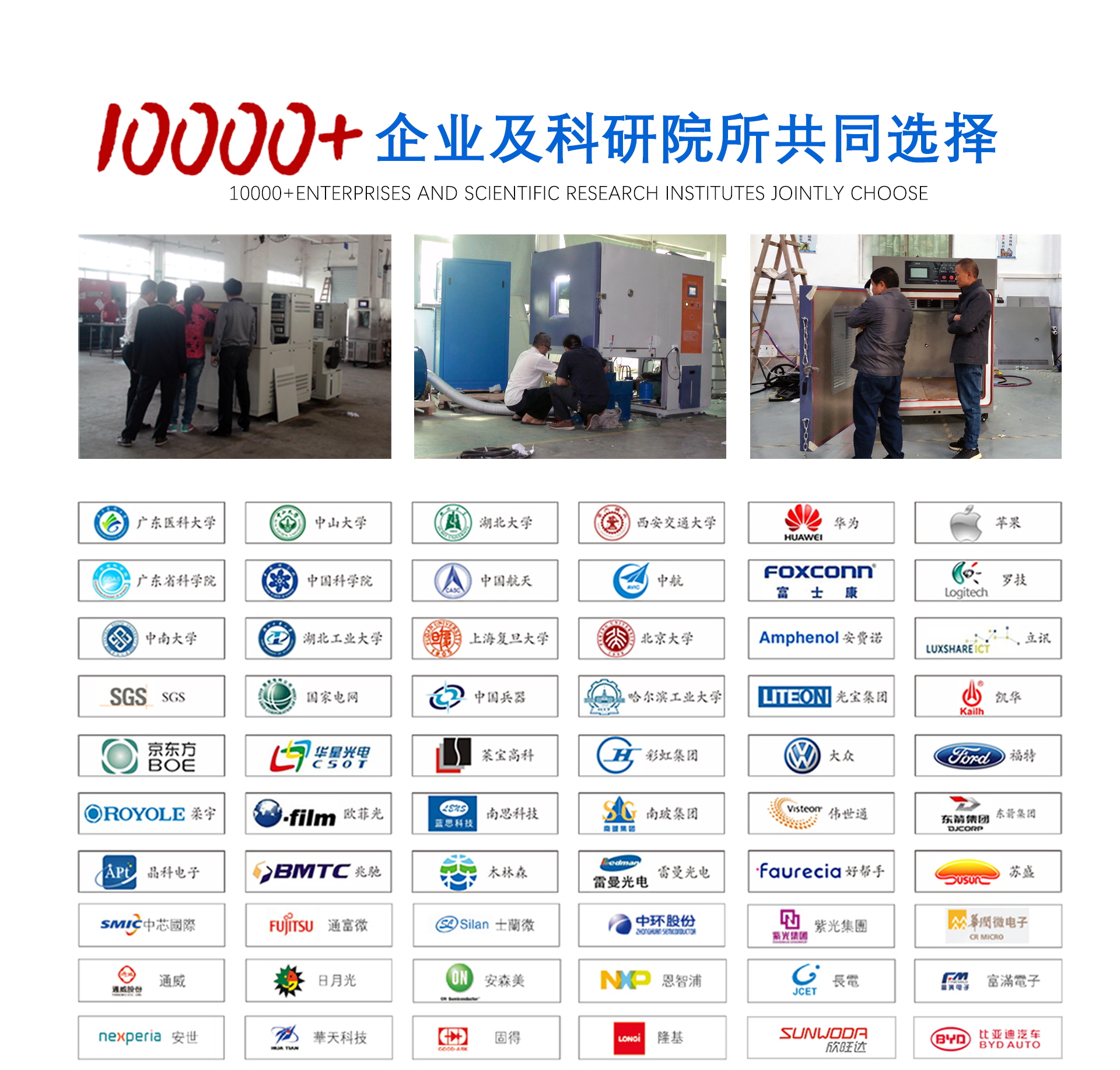 10000+企业及科研院所共同选择鑫凯温湿度振动三综合试验箱