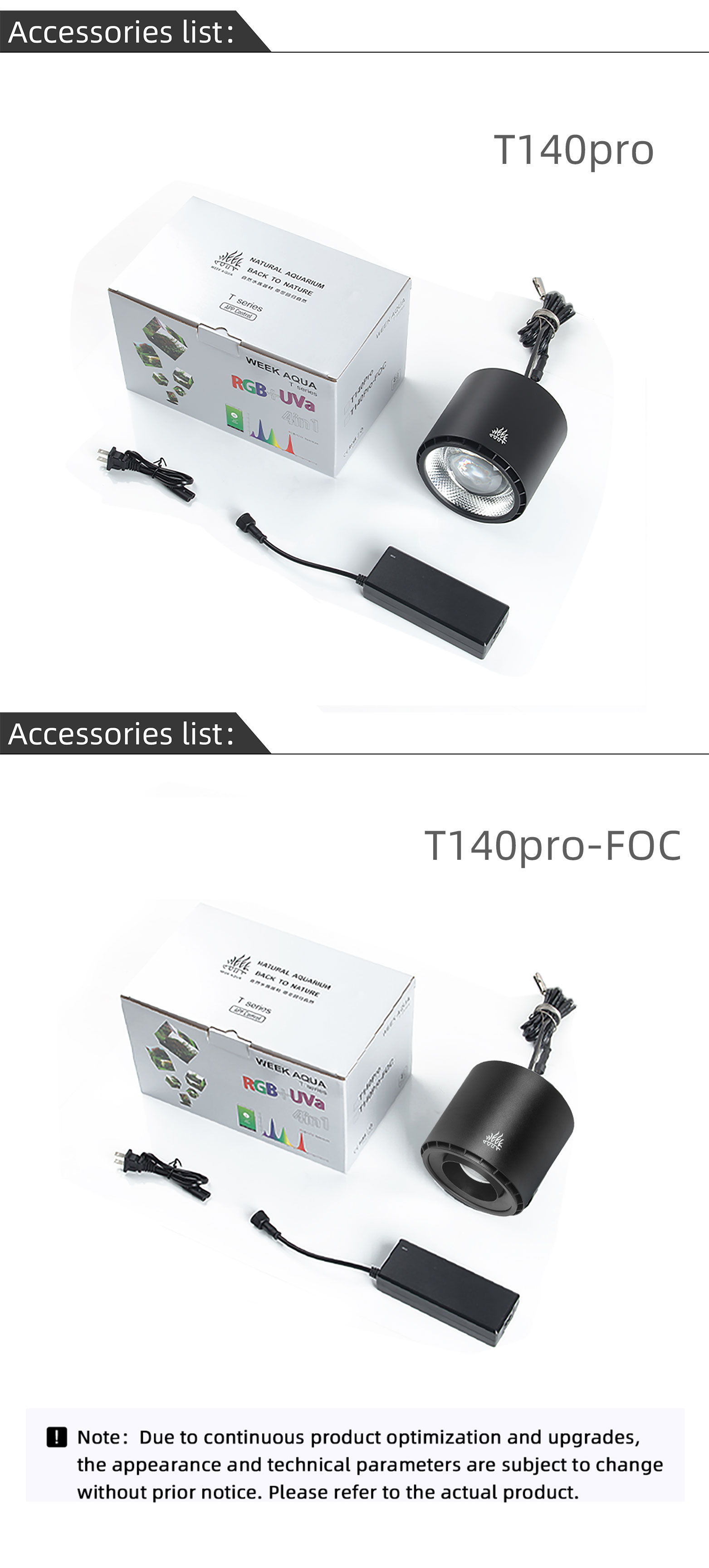 WEEK AQUA Tシリーズ LEDライト本体 WEEKAQUA T Series T140 Pro RGB+UVa spectrum water grass down light