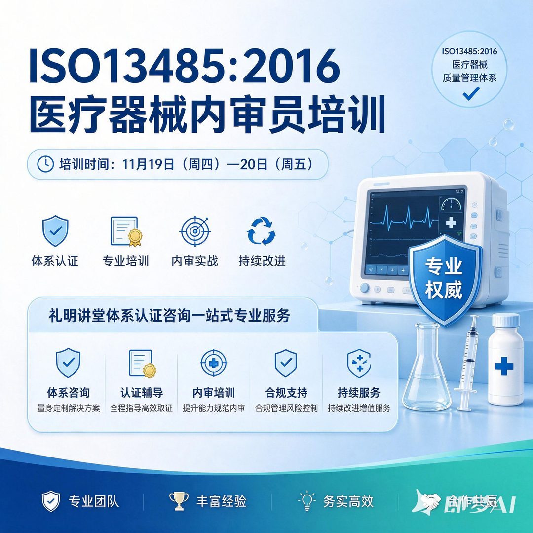 礼明讲堂·ISO13485医疗器械法规融合与合规实务培训