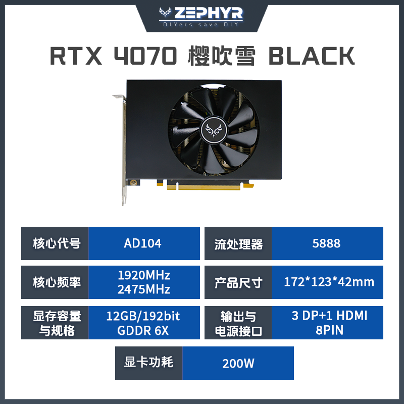 RTX 4070 ITX 樱吹雪BLACK-ZEPHYR 西风显卡官网