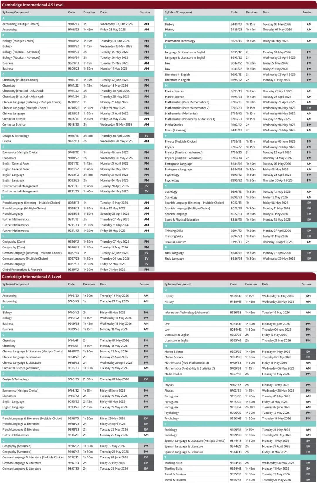 2026A-Level夏考重要变化