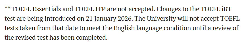 突发!牛津更新本科语言要求：不接受2026年新版托福成绩!