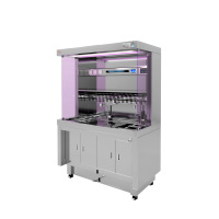 取材台升降款-双屏幕、带甲醛水龙头、脚踏测喷淋-渲染图2