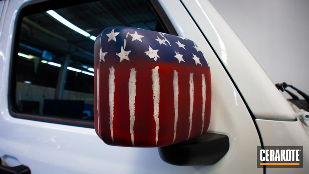 distressed-american-flag-side-truck-mirror-cerakoted-using-kel-tec-navy-blue-crimson-and-stormtrooper-white-thumbnail
