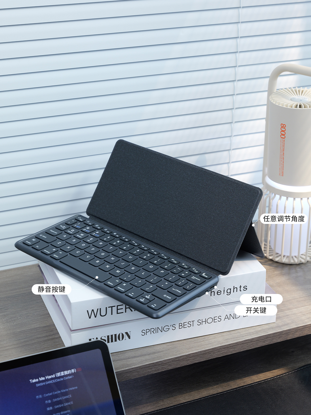 K002折叠皮套键盘+M133透明鼠标套装礼盒产品图 4