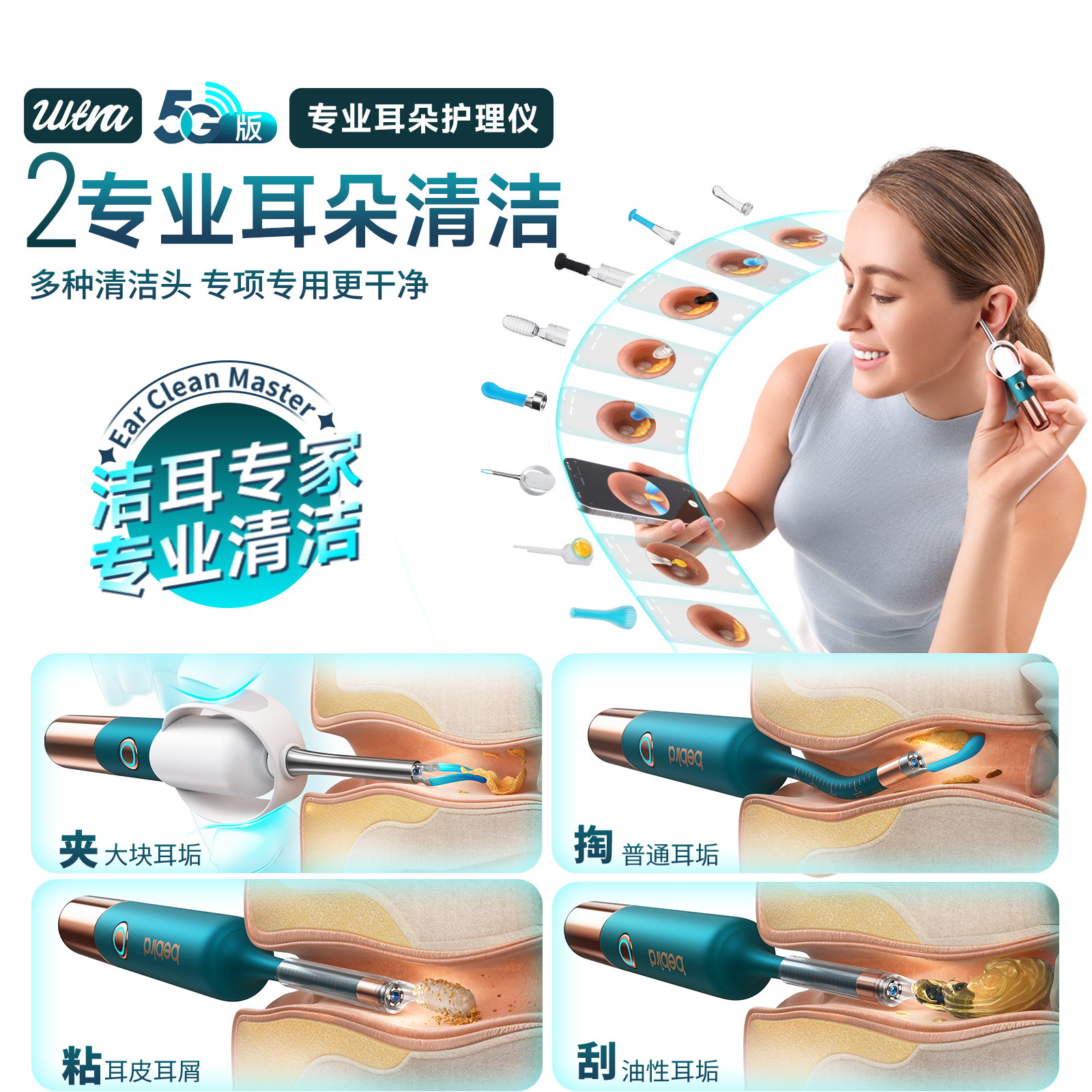 bebird蜂鸟 3 Ultra 碧海蓝智能可视洁耳仪|2000万像素·5G图传·蛇形软管·家庭耳道护理产品图 2