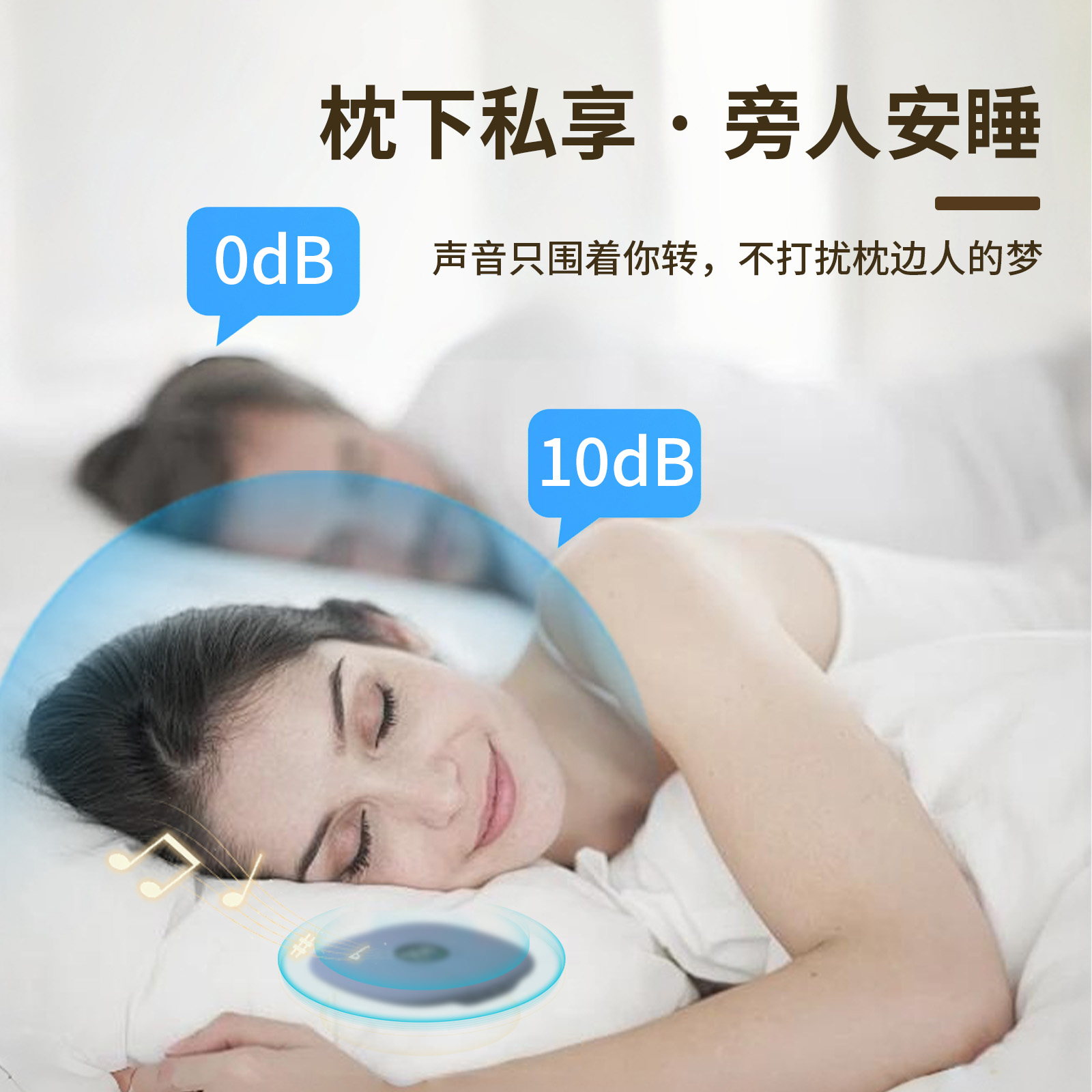 礼途 QY15-PW 皮纹双骨传导枕下睡眠音箱|蓝牙6.0·数显定时·三色可选产品图 6