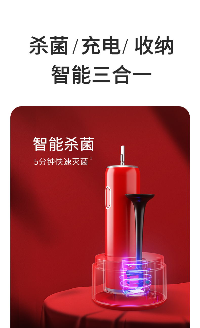 拜尔 G3 拜尔 G3 高端电动牙刷礼盒｜DIY力度调节·档位记忆·高频声波清洁·感应充电·长续航 产品功能与规格详情图 07