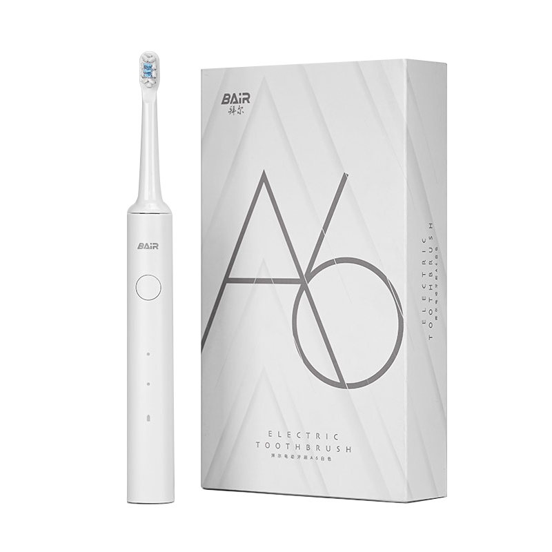 拜尔 A6 入门款声波电动牙刷｜2档洁齿·35000次/分钟·智能定时·IPX7防水·30天续航
