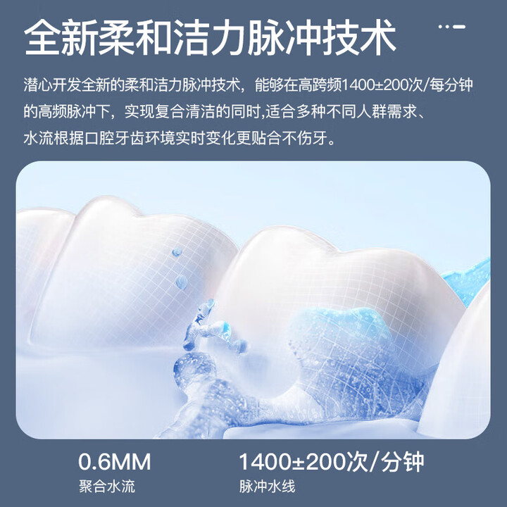 拜尔 M6S 便携电动冲牙器|250ml水箱·DIY力度调节·3秒渐强·记忆功能·IPX7防水产品图 7