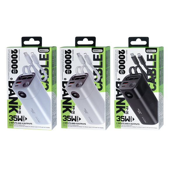 REMAX睿量 FP-35 移动电源20000mAh|20000mAh·35W快充·自带快充线·LED数显产品图 2