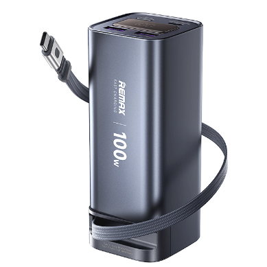 REMAX睿量 FC-22A 100W 自带Type-C伸缩线快充移动电源｜20000mAh·100W快充·自带快充线·伸缩线