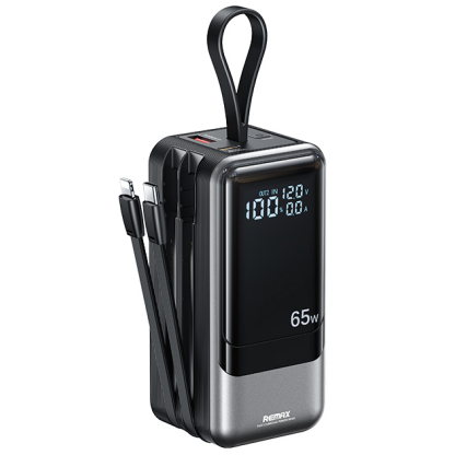REMAX睿量 RPP-59 电霸 65W+60W PD+QC自带可拆卸双快充线移动电源20000mAh｜20000mAh·65W快充·自带快充线