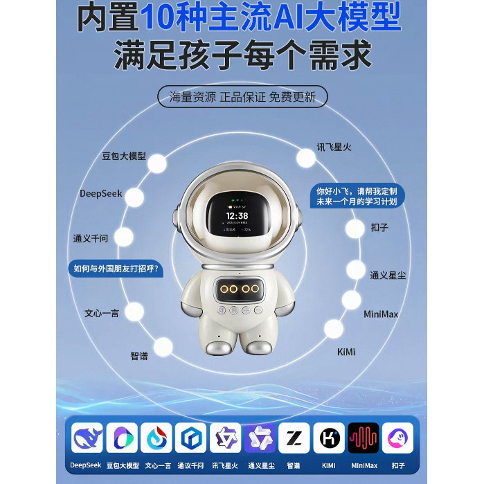 礼途 M20 宇航员彩屏AI大模型智能音响|AI语音对话·10大模型·2.01英寸彩屏·WiFi蓝牙产品图 2