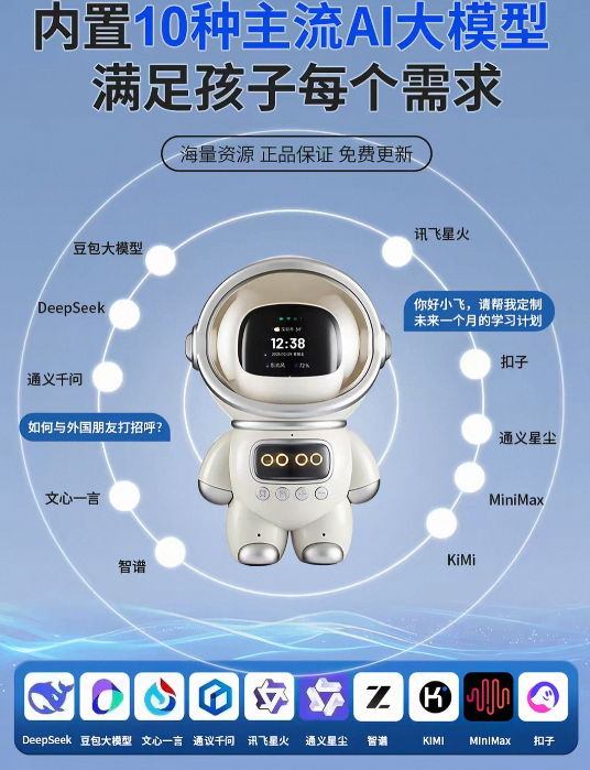 礼途 M20 礼途 M20 宇航员彩屏AI大模型智能音响｜AI语音对话·10大模型·2.01英寸彩屏·WiFi蓝牙 产品功能与规格详情图 02