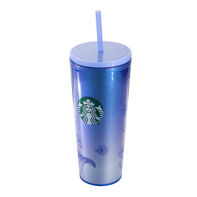 星巴克 11181725 铃兰款双层吸管杯690ml｜690ml·双层隔热·吸管畅饮·单手开盖