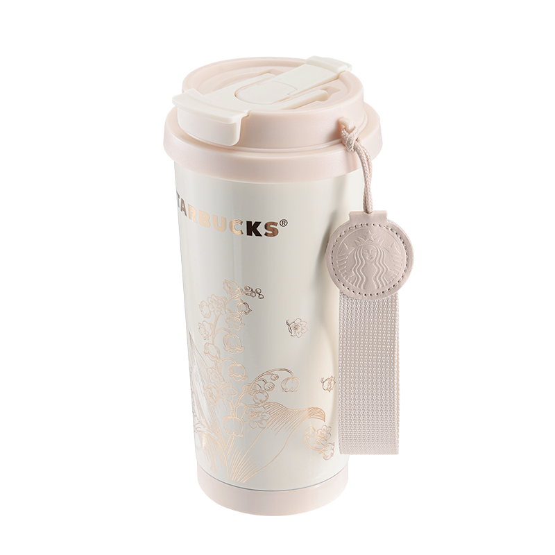 星巴克 11179922 铃兰款双饮口咖啡杯米白色500ml|500ml·真空锁温·双饮口·316不锈钢内胆产品图 2
