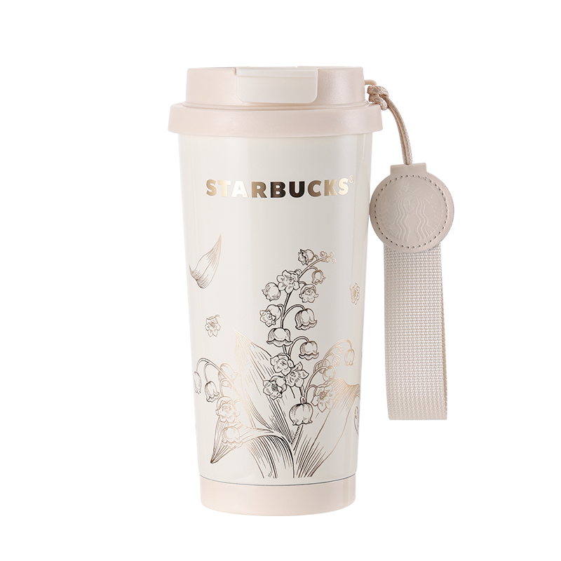 星巴克 11179922 铃兰款双饮口咖啡杯米白色500ml|500ml·真空锁温·双饮口·316不锈钢内胆产品图 4