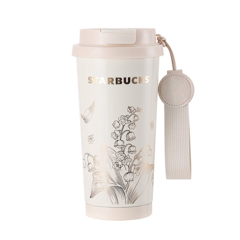 星巴克 11179922 铃兰款双饮口咖啡杯米白色500ml|500ml·真空锁温·双饮口·316不锈钢内胆产品图 3