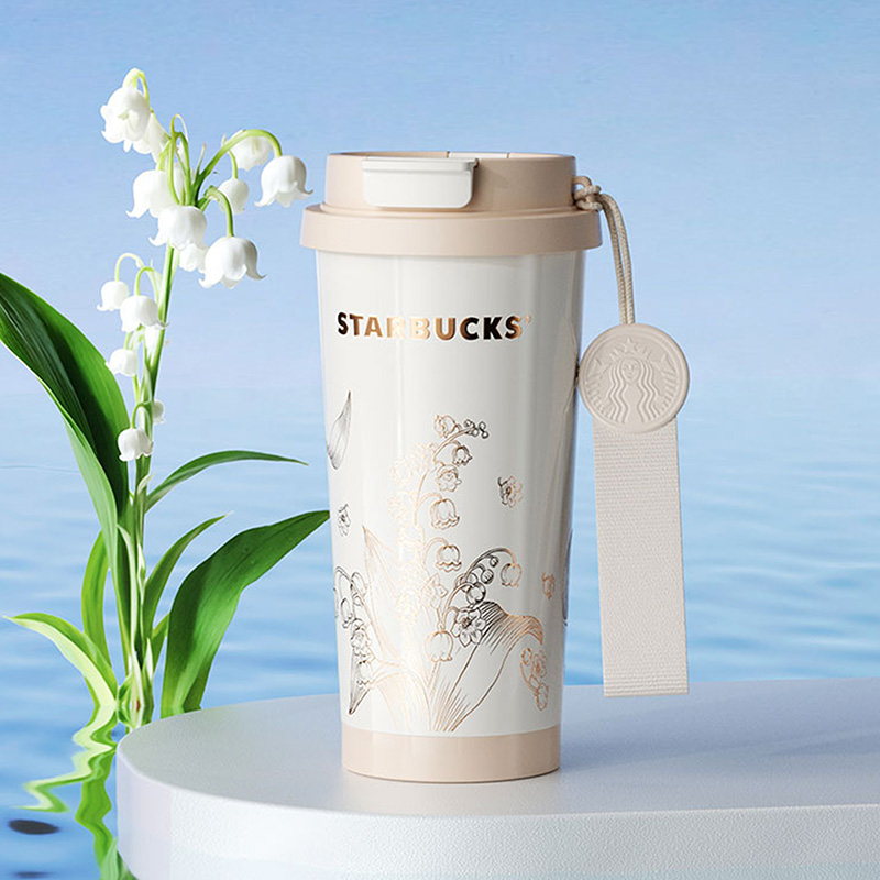 星巴克 11179922 铃兰款双饮口咖啡杯米白色500ml|500ml·真空锁温·双饮口·316不锈钢内胆产品图 7