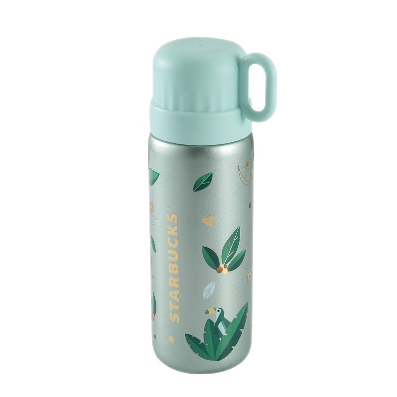 星巴克 11181727 绿野秘境款提盖保温杯470ml｜470ml·双层隔热·真空锁温·吸管畅饮
