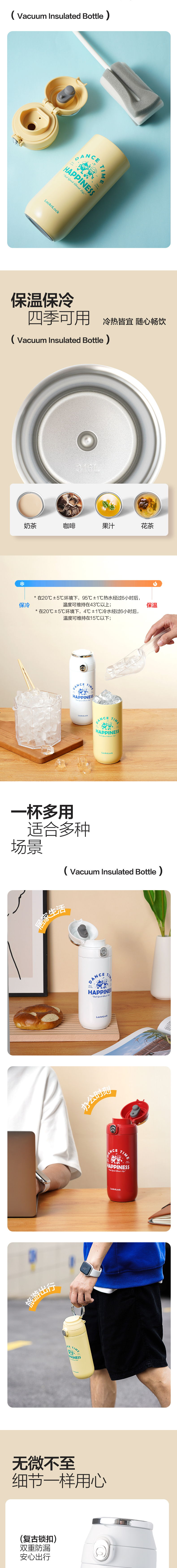 乐扣乐扣 LHC3331WHT 乐扣乐扣 LHC3331WHT 弹跳盖保温杯白色460ml｜460ml·一键弹盖·密封防漏·广口易清洗 产品功能与规格详情图 03