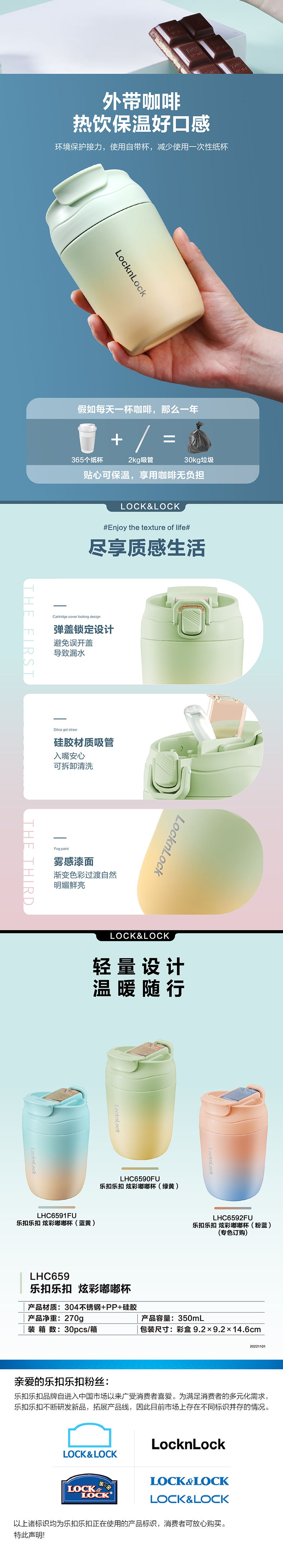 乐扣乐扣 LHC6590FU 乐扣乐扣 LHC6590FU 炫彩嘟嘟杯绿黄350ml｜350ml·真空锁温 产品功能与规格详情图 02