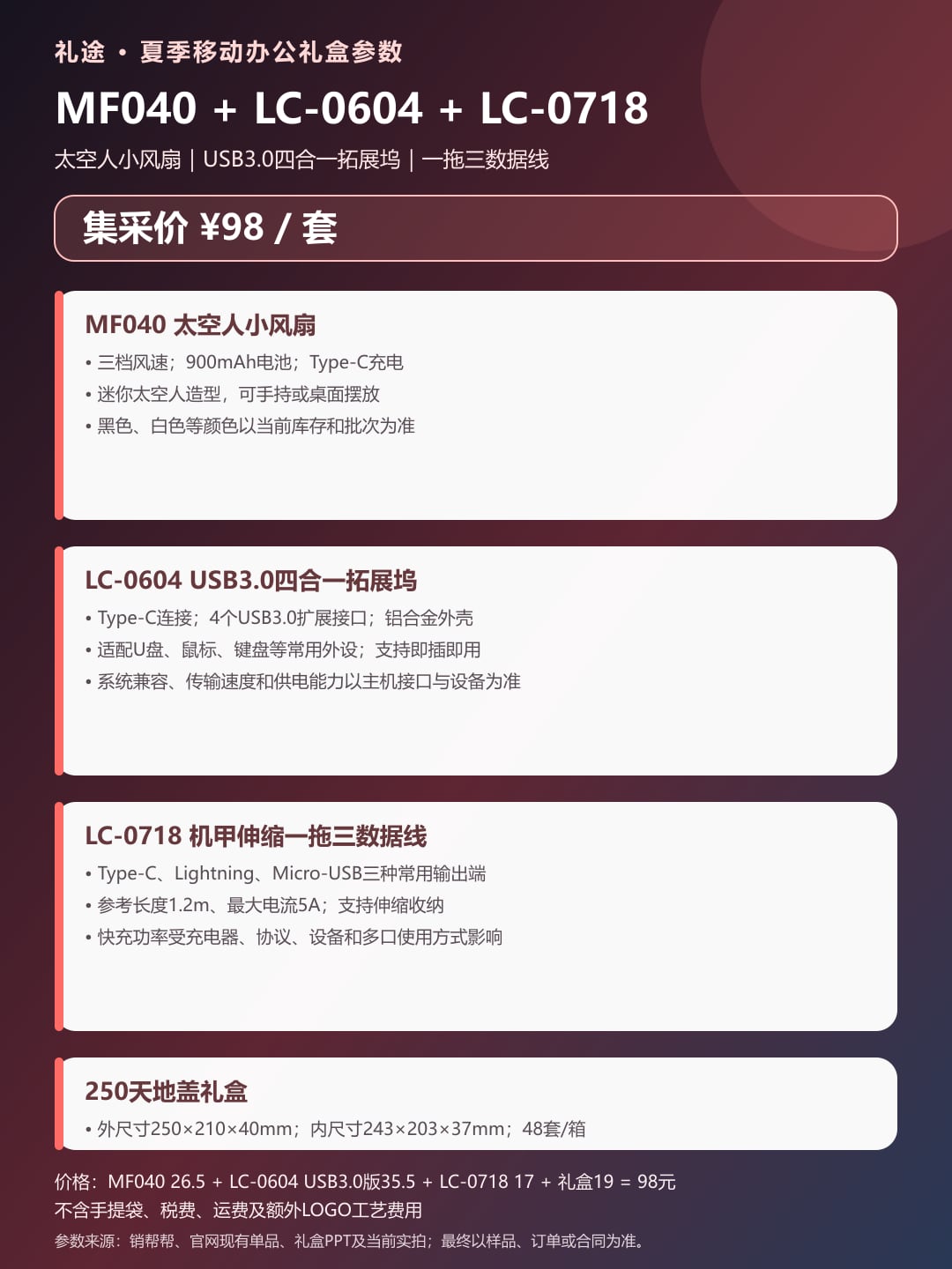 MF040 LC-0604 LC-0718礼盒参数卡