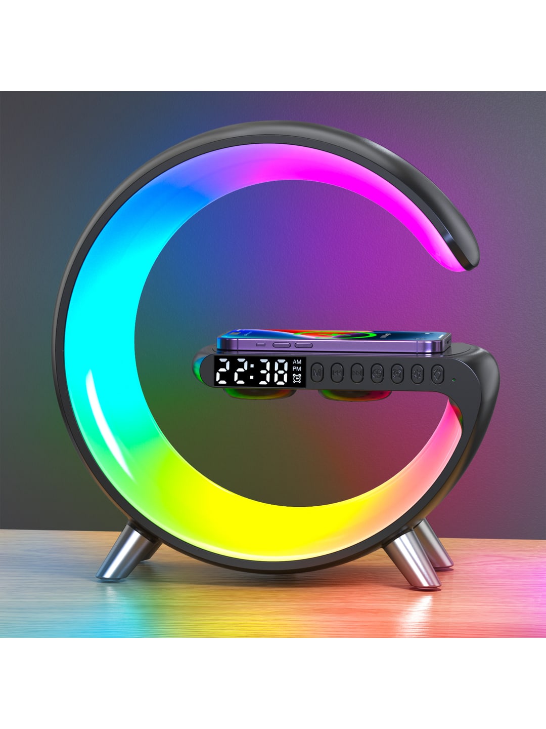 N69 G形氛围灯无线充|大G/小G/APP版·蓝牙音响·闹钟·企业LOGO定制产品图 2