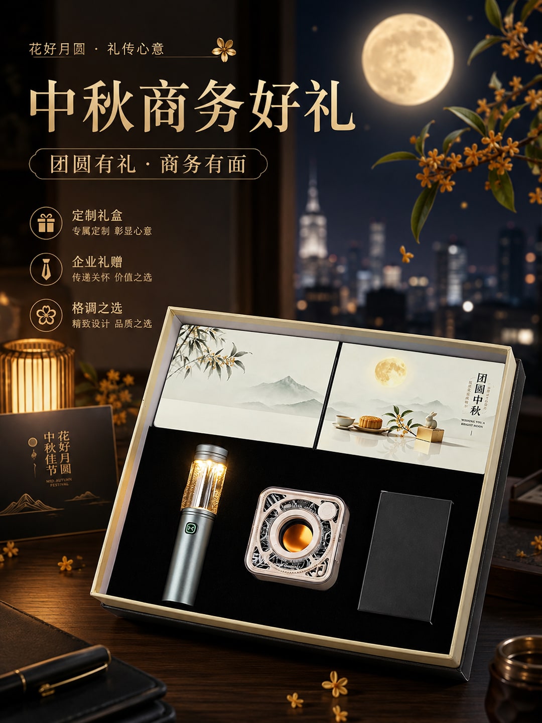 F01折叠透明带凹槽可贴片键盘+7006三合一露营灯+DW12机甲小方块蓝牙音箱中秋科技礼盒 315天地盖包装盒产品图 8