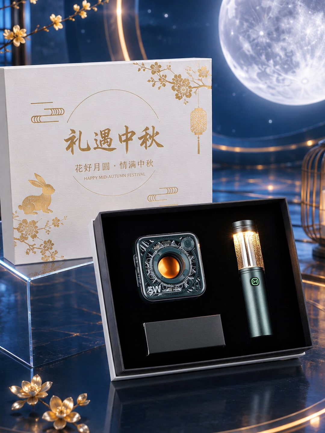 DW12机甲小方块蓝牙音箱+7006三合一露营灯中秋户外礼盒 250天地盖礼盒产品图 2