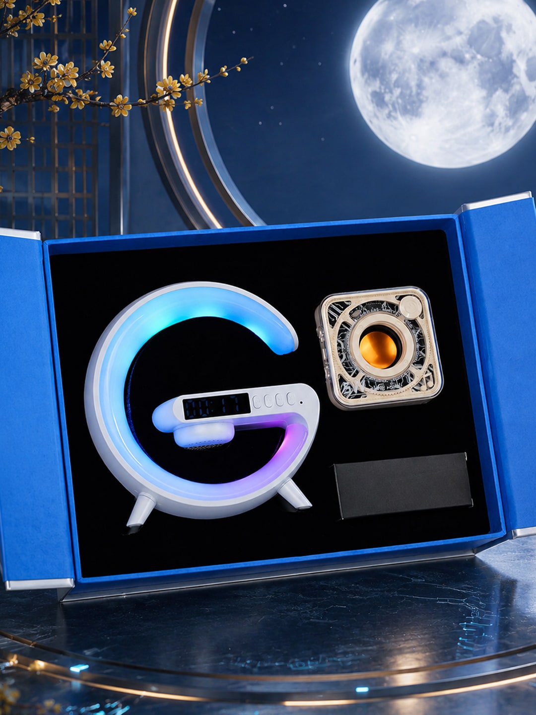 G6小G多功能无线充+DW12机甲小方块蓝牙音箱中秋科技礼盒 260中开包装礼盒