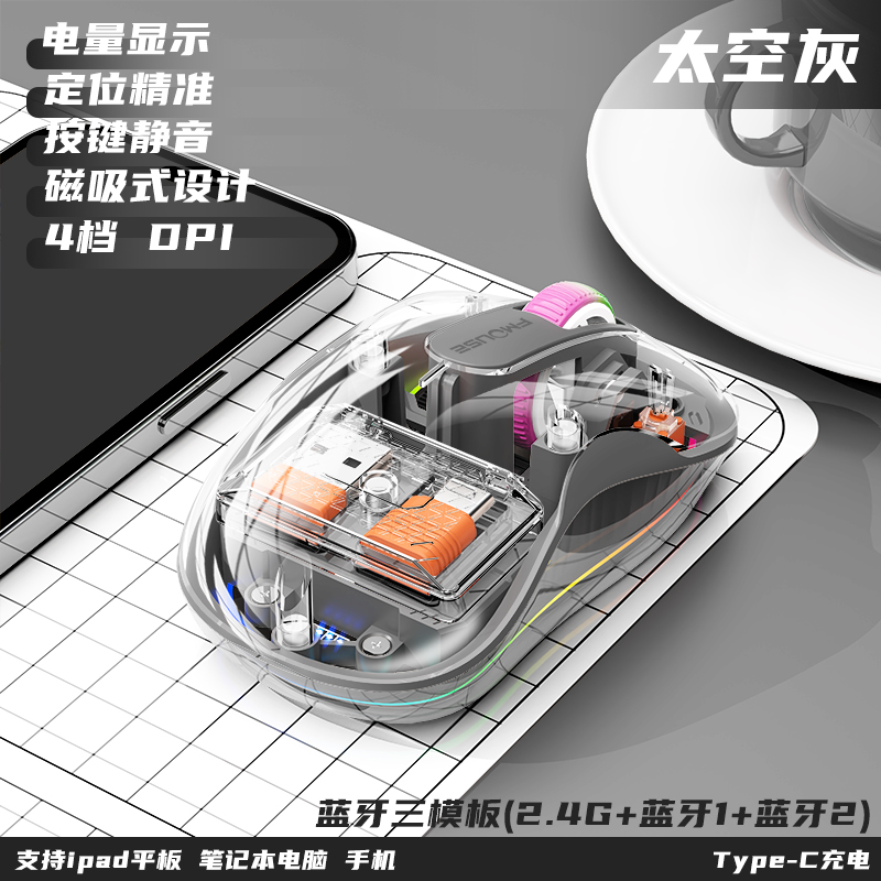 M333无线蓝牙鼠标 七彩呼吸灯功能游戏办公鼠标炫彩灯效产品图 4