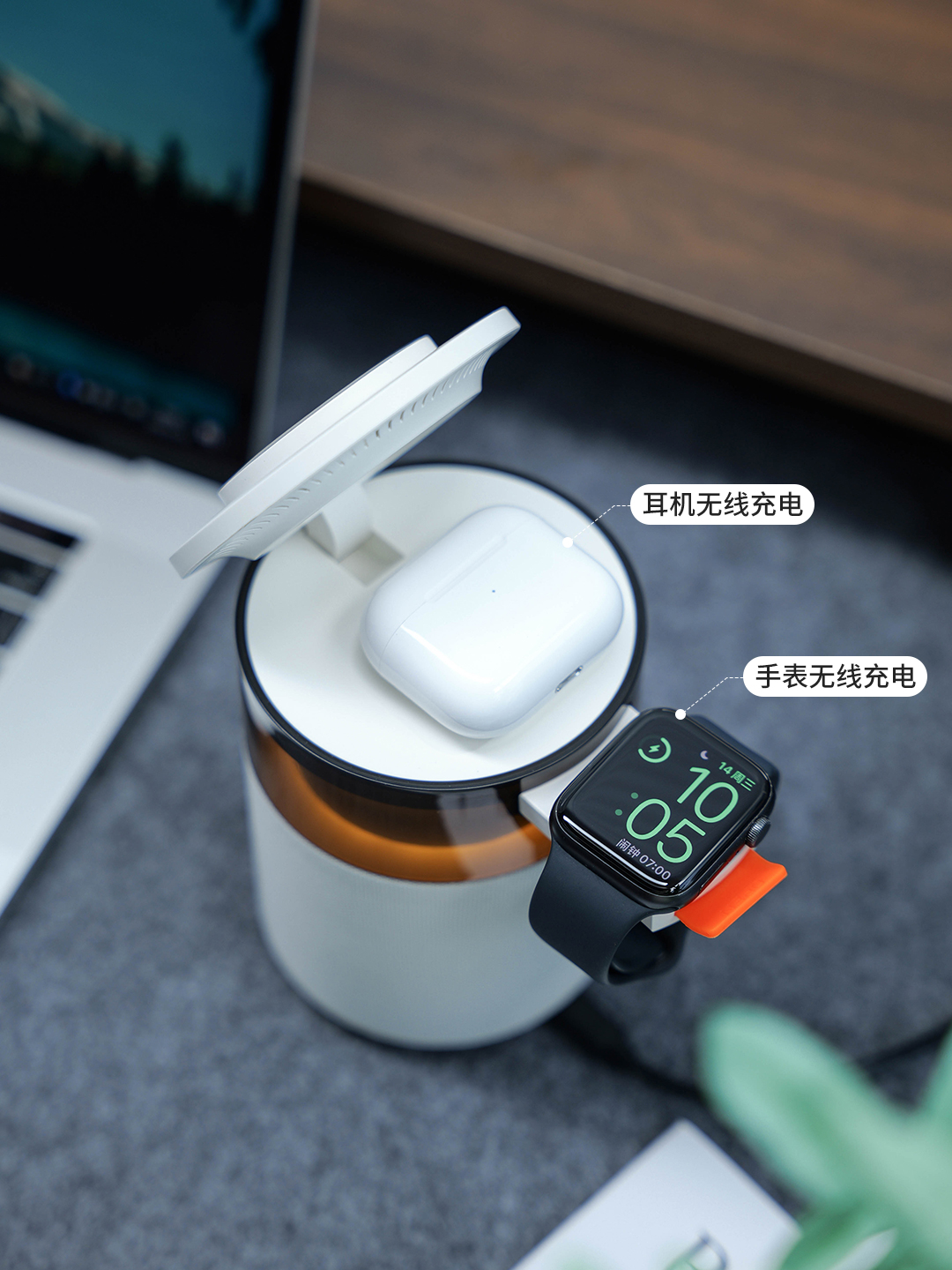 HT 554 NFC功能无线充电器NFC无线充蓝牙音响桌面充电器产品图 2