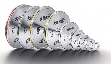 银色哑铃片罗列