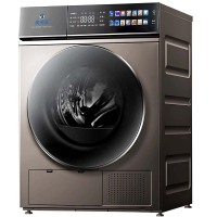 家用变频滚筒烘干机-白底图-滚筒10KG烘干机灰色正侧面精修