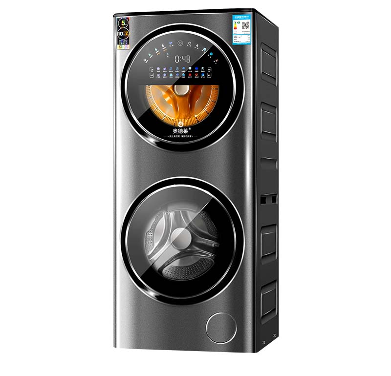 双仓滚筒洗鞋洗衣机-白底图-滚筒15KG双子一体机-正侧