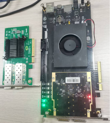 KU5P FPGA board and optical module daughter‑card physical photo