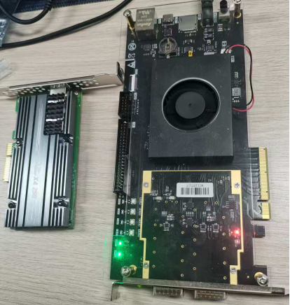 KU5P FPGA board and optical module daughter‑card physical photo