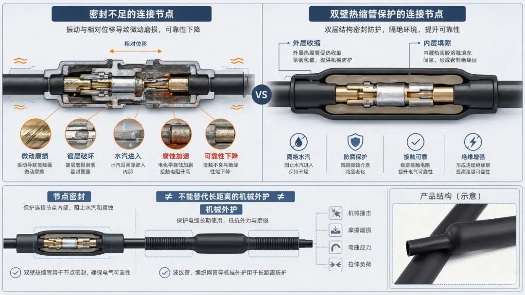 车下双壁热缩管接头密封与失效链